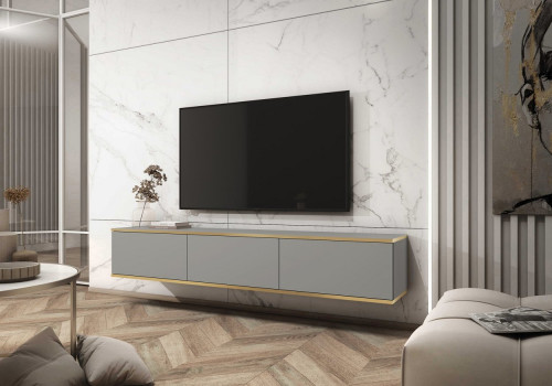 Тумба под ТВ навесная Perfect Home Оро / Oro RTV175 3-дверная Серый