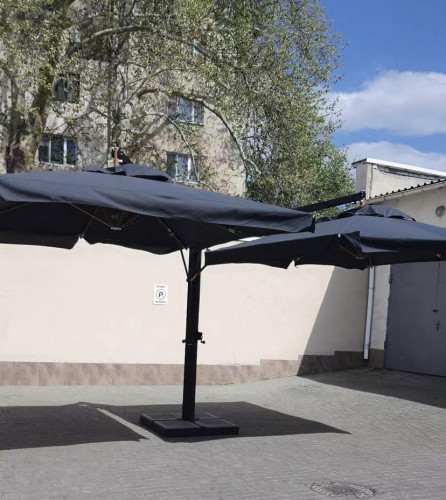 Зонт консольный двухкупольный ZST- Double XL 3х6 м темно-серый (спицы под дерево)