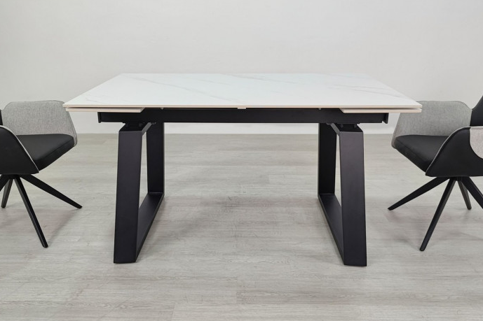 Стол раскладной INI- BERNARD CERAMIC 140(200)*90 белый мат/ черный 