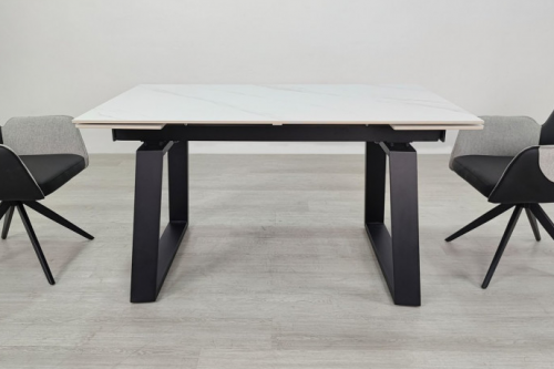 Стол раскладной INI- BERNARD CERAMIC 140(200)*90 белый мат/ черный 