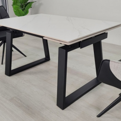 Стол раскладной INI- BERNARD CERAMIC 140(200)*90 белый мат/ черный 