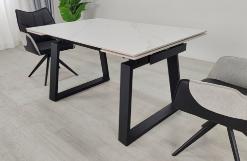 Стол раскладной INI- BERNARD CERAMIC 140(200)*90 белый мат/ черный 