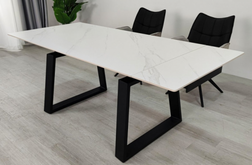 Стол раскладной INI- BERNARD CERAMIC 140(200)*90 белый мат/ черный 
