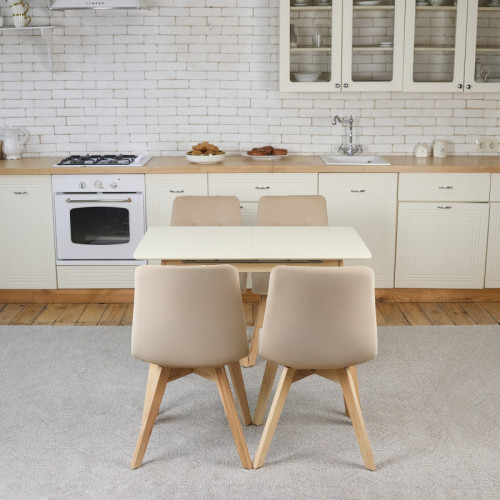 Кухонный комплект Ont- Алонзо 120 бежевый раздвижной стол + 4 стула Дарио