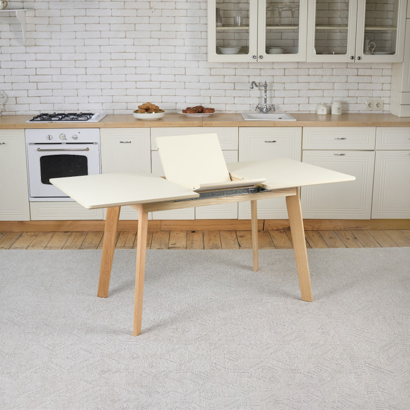 Кухонный комплект Ont- Алонзо 120 бежевый раздвижной стол + 4 стула Дарио