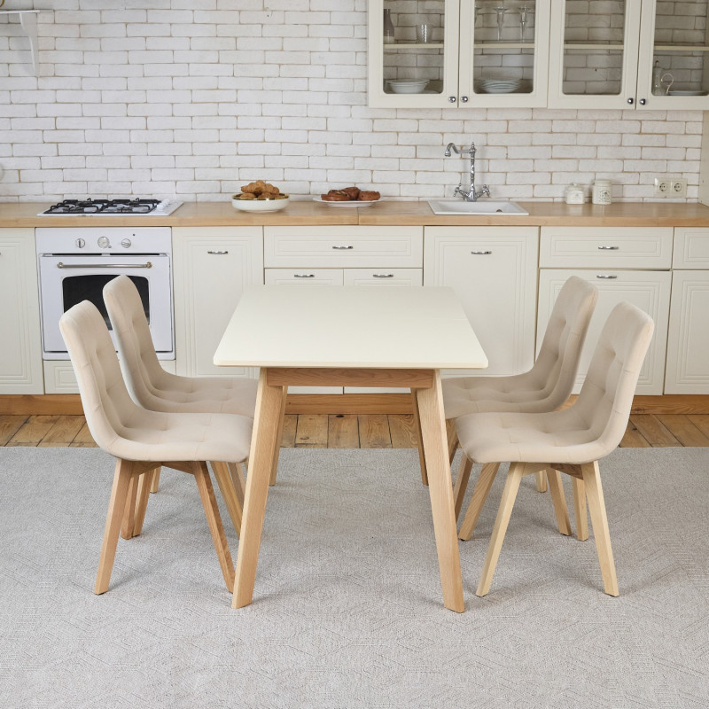 Кухонный комплект Ont- Алонзо 120 бежевый раздвижной стол + 4 стула Дарио