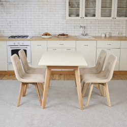 Кухонный комплект Ont- Алонзо 120 бежевый раздвижной стол + 4 стула Дарио