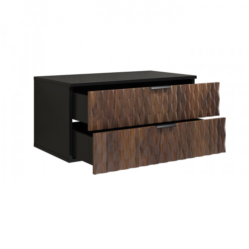 Туалетный столик настенный с 2 ящиками для ванной Helvetia ENZO 30WTNN38 (черный оникс/дуб катания)