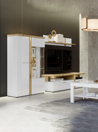 Комплект в гостиную Forte TULUZA (дуб артизан/белый глянец)