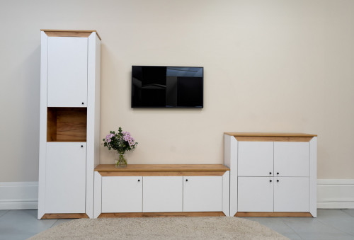 Комплект в гостиную EVR- Нордик-2 дуб крафт золотой + фасад белый