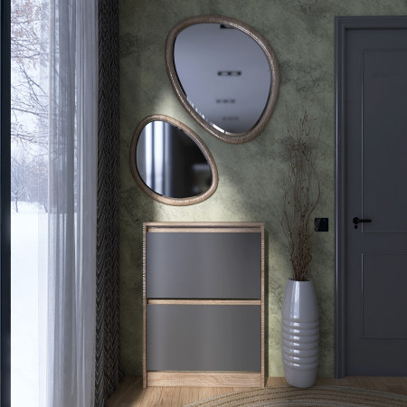 Тумба для обуви в прихожую EVR- Сити-160-2 дуб Сонома + фасад графит