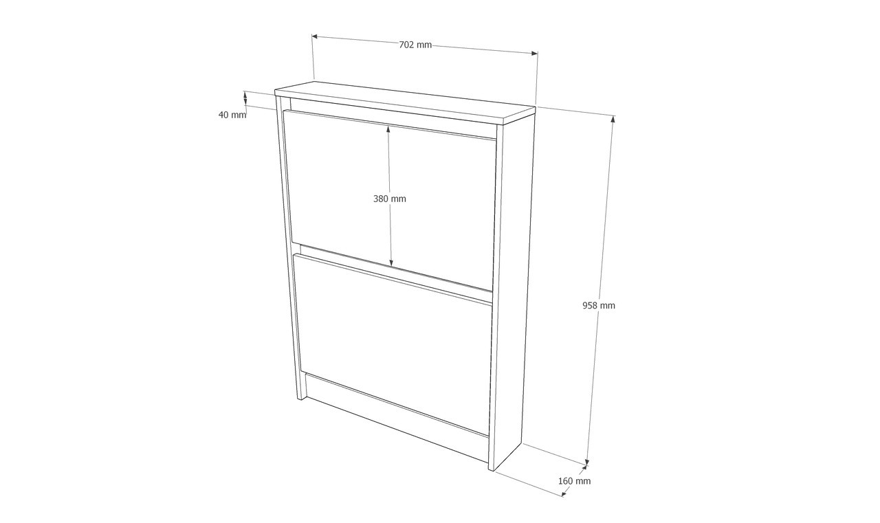 Тумба для обуви в прихожую EVR- Сити-160-2 дуб Сонома + фасад графит