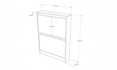 Тумба для обуви в прихожую EVR- Сити-160-2 дуб Сонома + фасад графит