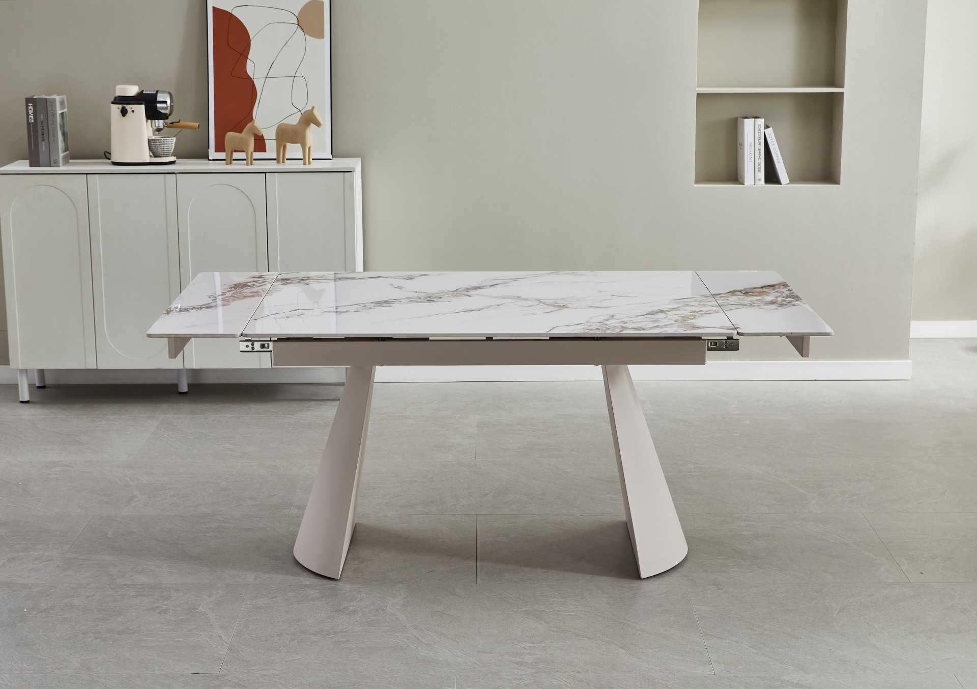 Стол керамический раздвижной VTR- ТМL-1301 (Сорренто) голден вайт + капучино