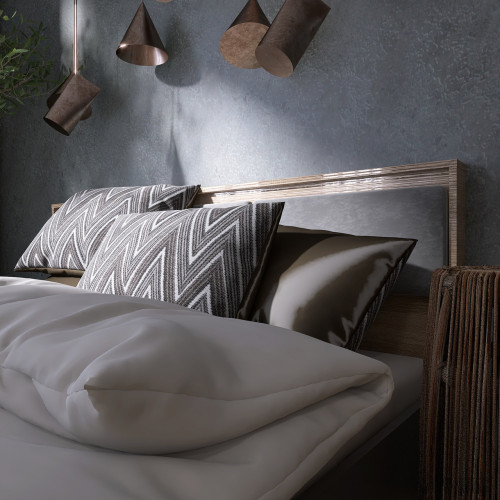 Кровать с мягким изголовьем EVR- Сити (основа щит ДСП) дуб Сонома + графит