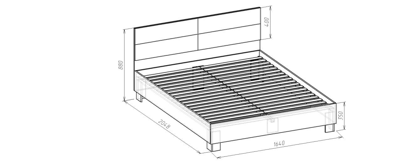 Двуспальная кровать с мягкой спинкой и деревянной решеткой KOD- КР-Бриз К