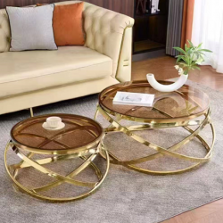 Комплект журнальных столов 1+1 Elt- Т06 золото+керамика