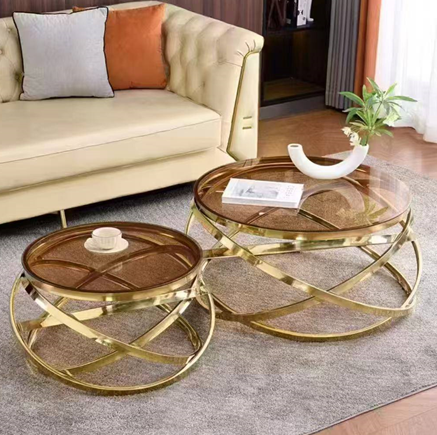 Комплект журнальных столов 1+1 Elt- Т06 золото+керамика