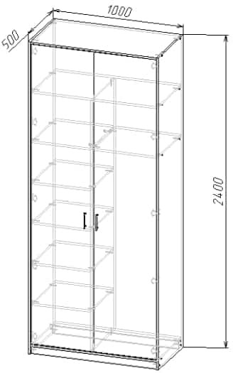 Шкаф детский 240х100х52 cм KOD- ШК-100Д 2, 40