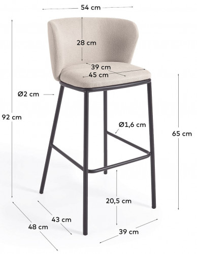 Стул полубарный Kave Home CISELIA CC3001KY12H (бежевый шенилл)