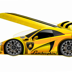 Кровать машина VRN- ELIT Lamborgini E-3 (желтый, графит)