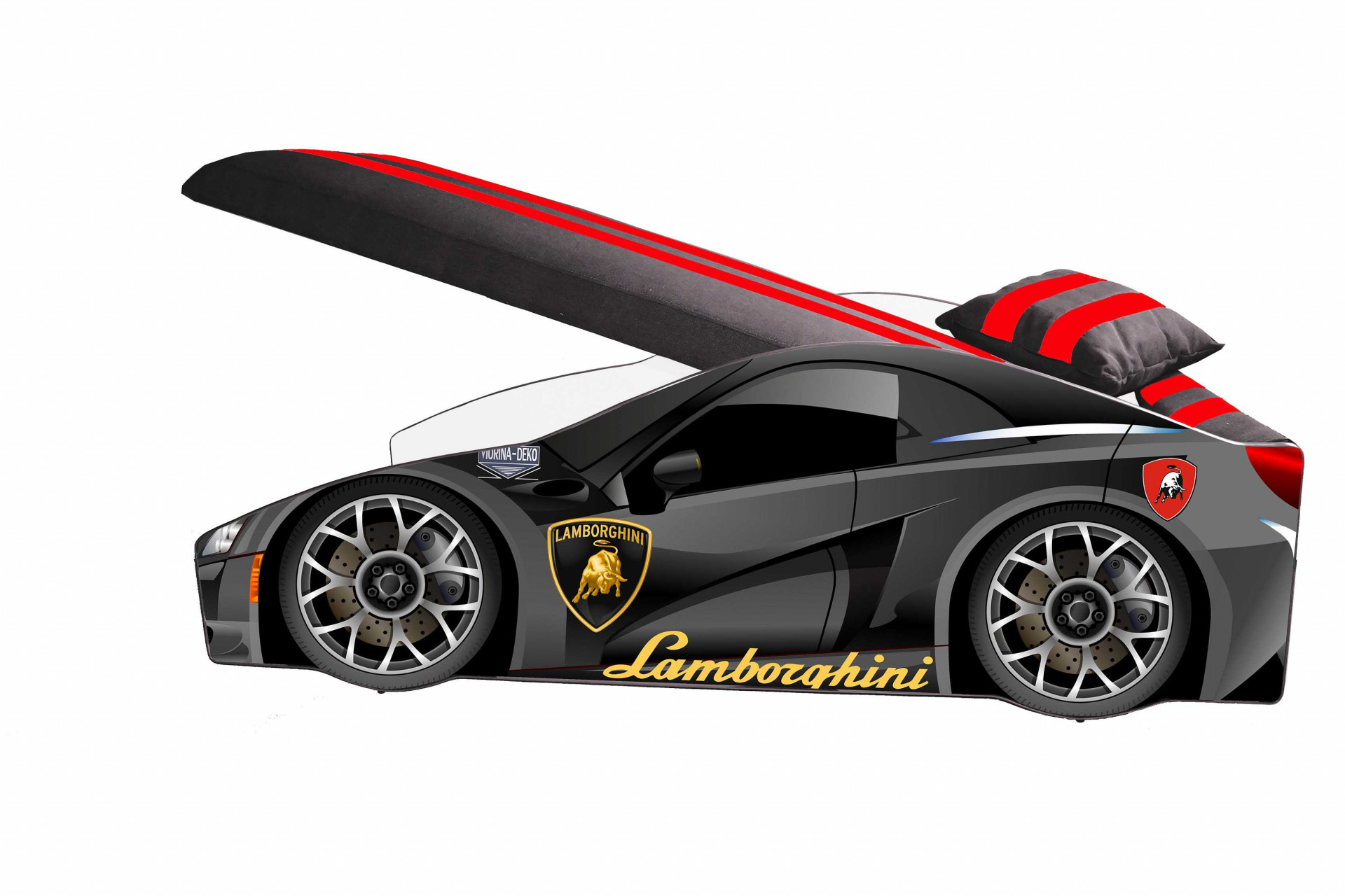 Кровать машина VRN- Lamborgini E-3, серии «Элит» желтый, графит