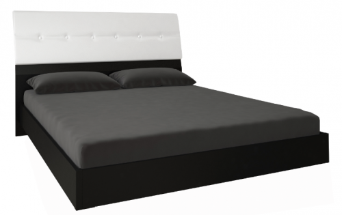 Кровать MRK- Виола Мягкая спинка Глянец белый+мат черный 1,8х2,0