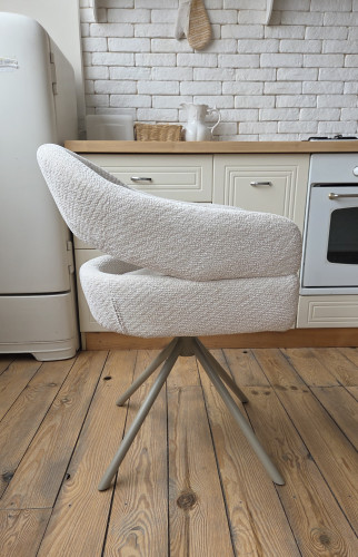 Стул поворотный VTR- R-180 букле (молочная туча/капучино)