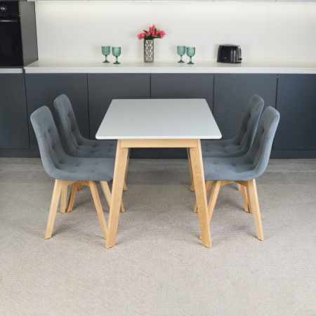 Кухонный комплект Ont- Алонзо 120 серый раздвижной стол + 4 стула Дарио