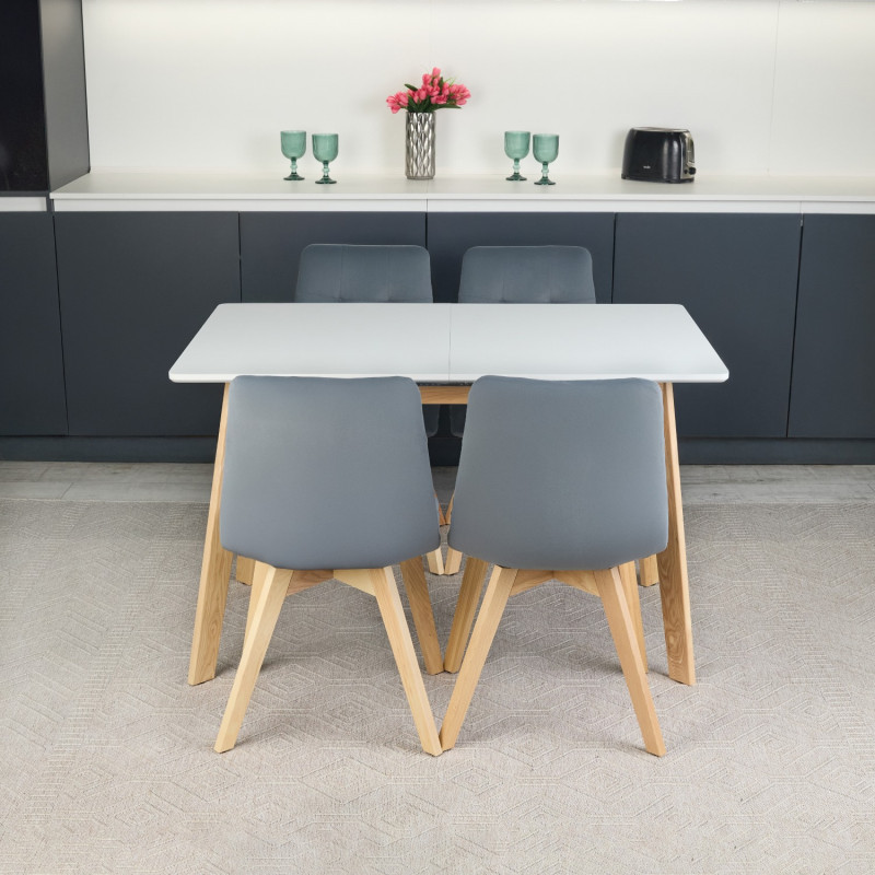 Кухонный комплект Ont- Алонзо 120 серый раздвижной стол + 4 стула Дарио