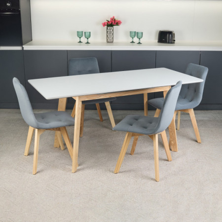 Кухонный комплект Ont- Алонзо 120 серый раздвижной стол + 4 стула Дарио