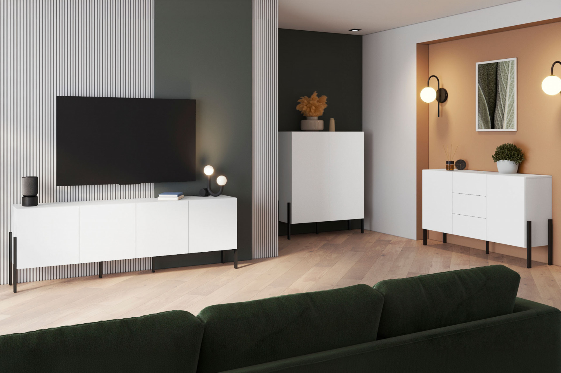 Комод на 2 двери 3 ящика Helvetia JUKON 2497ND43 (белый)