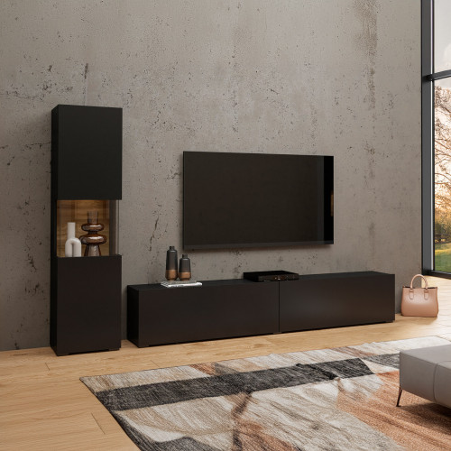 Стенка в гостиную Helvetia AVA 24WNLM09 (черный-дуб вотан/черный)