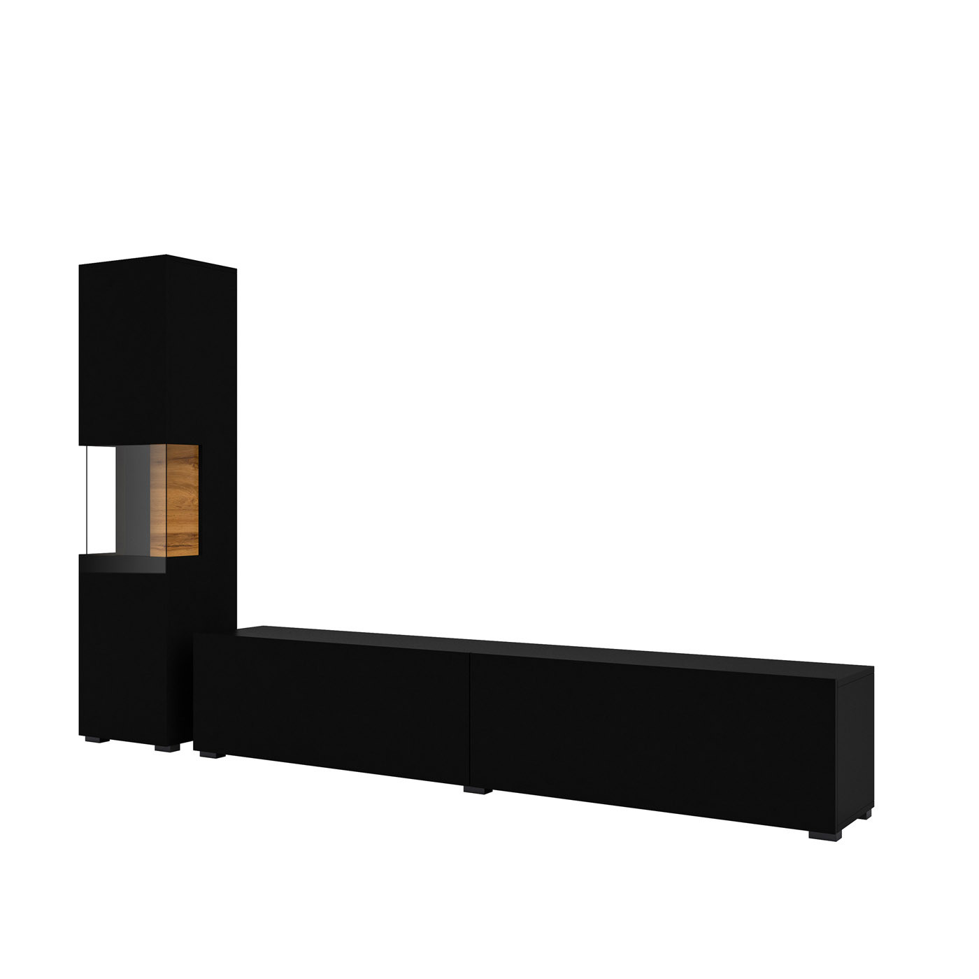 Стенка в гостиную Helvetia AVA 24WNLM09 (черный-дуб вотан/черный)