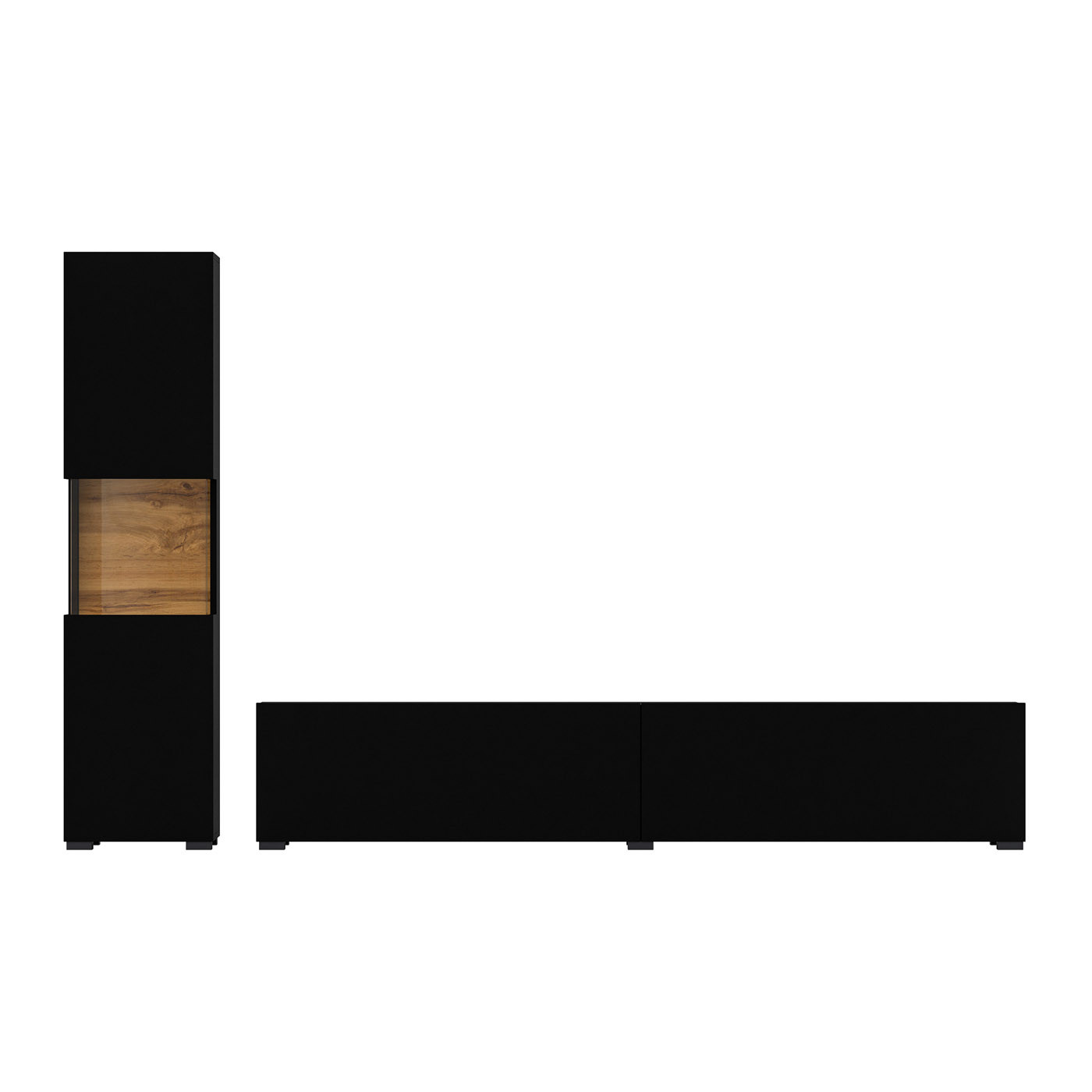 Стенка в гостиную Helvetia AVA 24WNLM09 (черный-дуб вотан/черный)