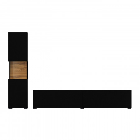 Стенка в гостиную Helvetia AVA 24WNLM09 (черный-дуб вотан/черный)