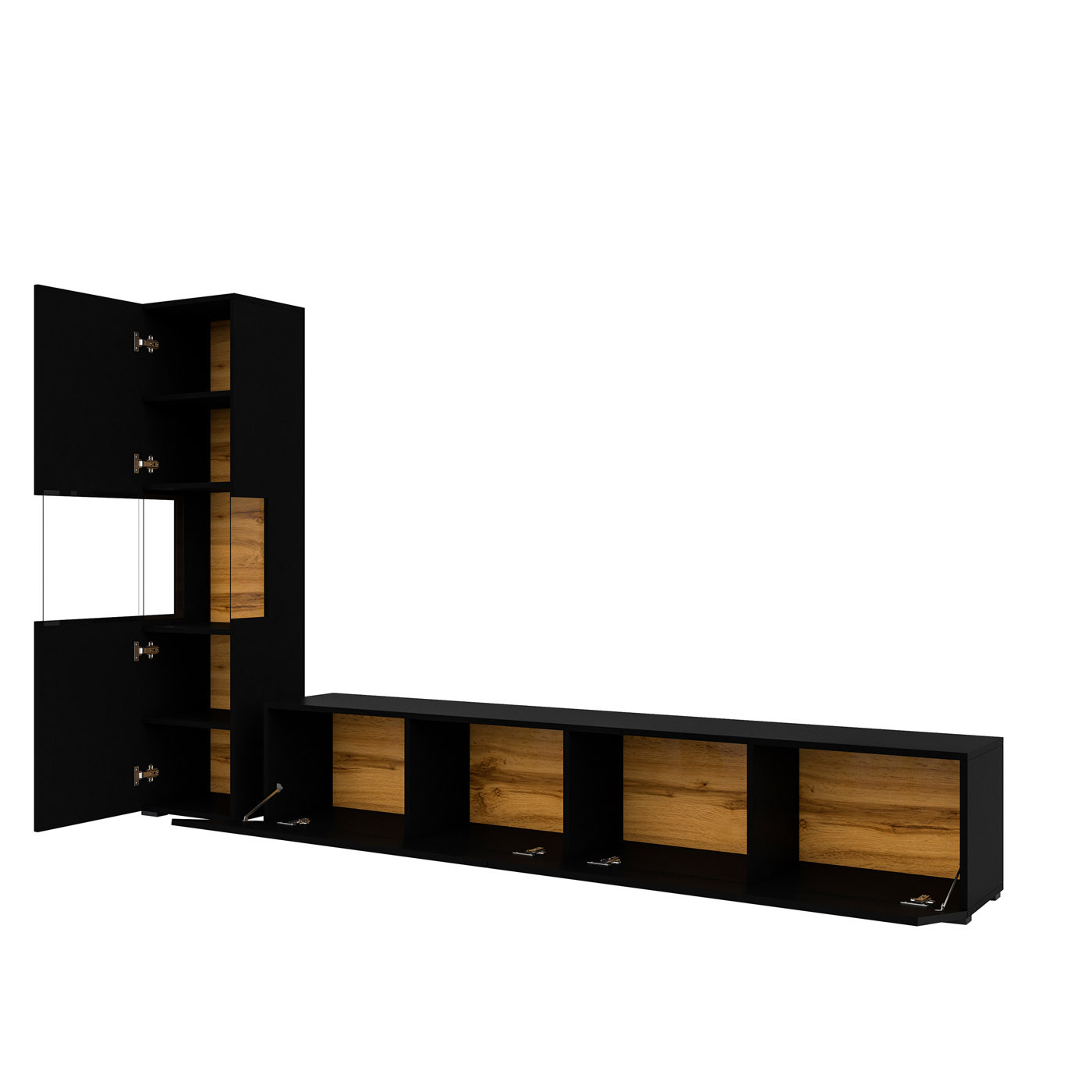 Стенка в гостиную Helvetia AVA 24WNLM09 (черный-дуб вотан/черный)