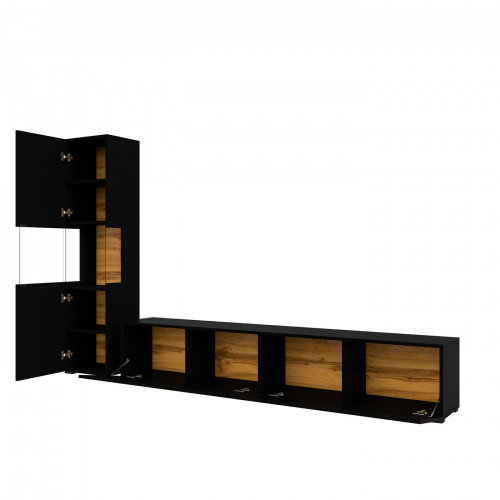 Стенка в гостиную Helvetia AVA 24WNLM09 (черный-дуб вотан/черный)