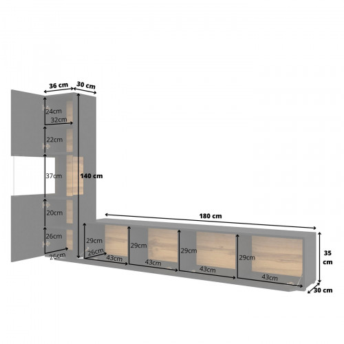 Стенка в гостиную Helvetia AVA 24WNLM09 (черный-дуб вотан/черный)