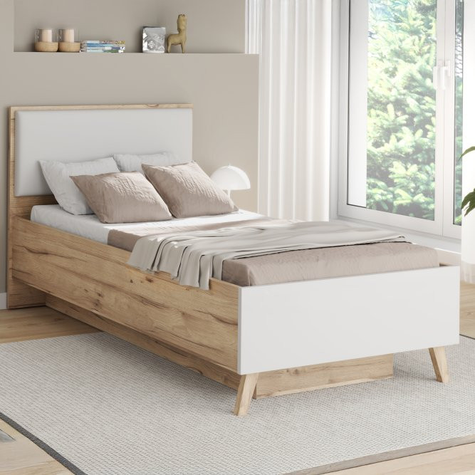 Кровать односпальная Forte VANKKA VNKL4092 (дуб/белый)