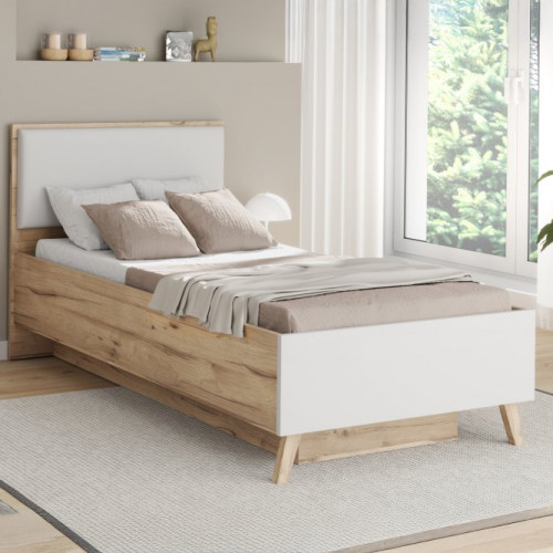 Кровать односпальная Forte VANKKA VNKL4092 (дуб/белый)