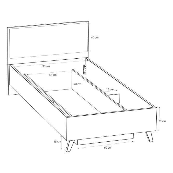 Кровать односпальная Forte VANKKA VNKL4092 (дуб/белый)