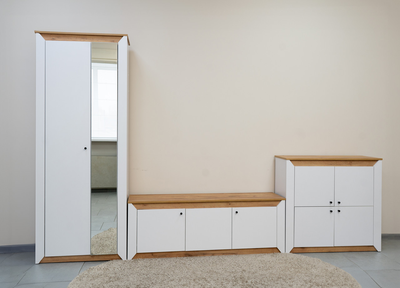 Комплект в гостиную EVR- Нордик-3 дуб крафт золотой + фасад белый