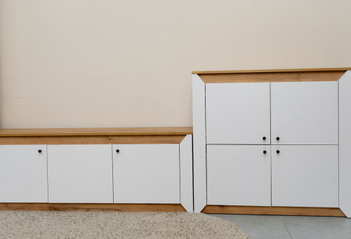 Комплект в гостиную EVR- Нордик-3 дуб крафт золотой + фасад белый