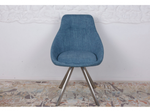 Стул поворотный NL- TOLEDO (ткань рогожка) темно- голубой