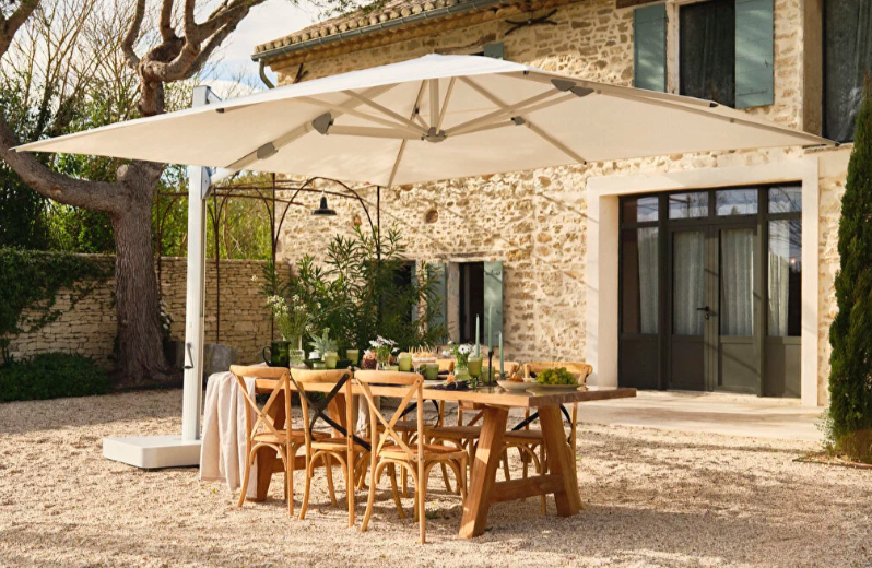Зонт с боковой мачтой Glatz TEA- AMBIENTE квадратный 350х350 см (5 класс ткани)