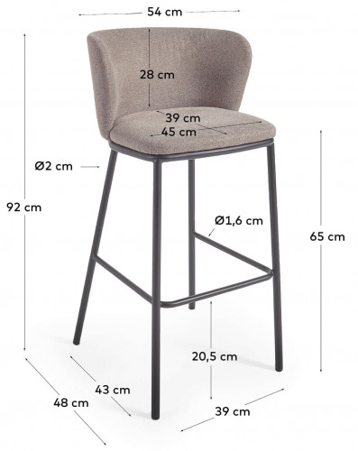 Стул полубарный Kave Home CISELIA CC3001KY10H (коричневый шенилл)