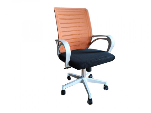 Кресло офисное INI- POLO оранжево-черное /белый каркас