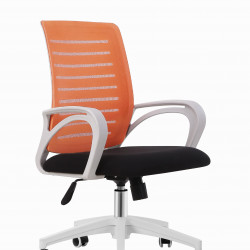 Кресло офисное INI- POLO оранжево-черное /белый каркас