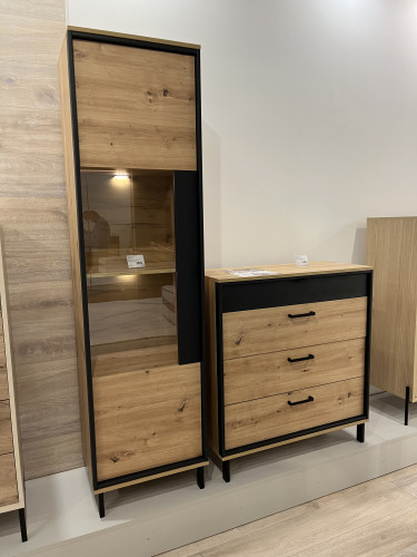 Витрина низкая Perfect Home Нест / Nest 2-дверная 2D1W/90 Дуб артизан/антрацит